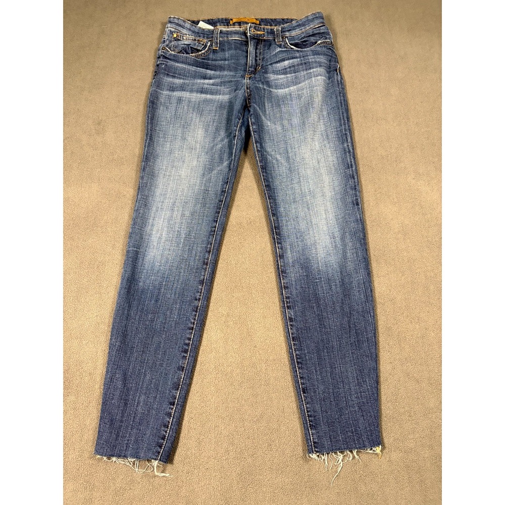 Joes Straight Ankle Jeans Womens 28 Blue Whisker Denim Cotton Stretch Frayed Hem